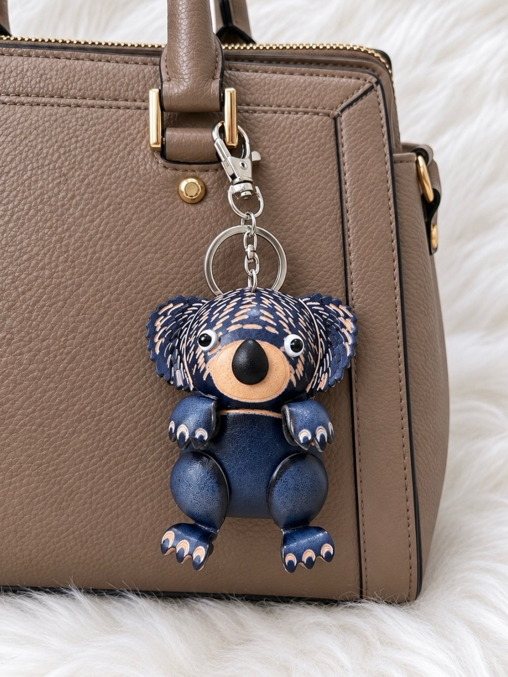 Leather koala Keychain Bag Charm Key Ring Handmade Gift New